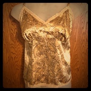 Beige Gold Brown Paisley Satin Look Tank 22w/24w